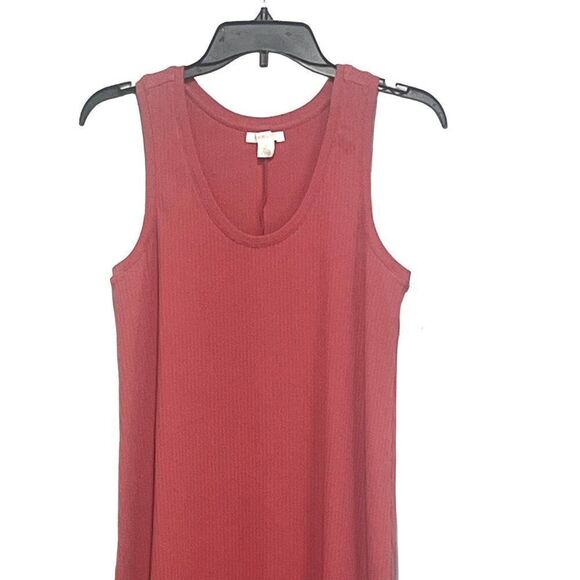 Caslon  Ideal Rib Racerback MIDI Dress in Rust Spice, Sz. M - Picture 9 of 12